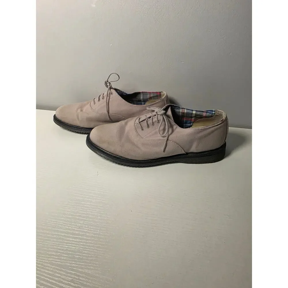 Dr. Martens Delray Canvas Oxfords Men's US 11 Beige Casual Lace Up Shoes Dress
